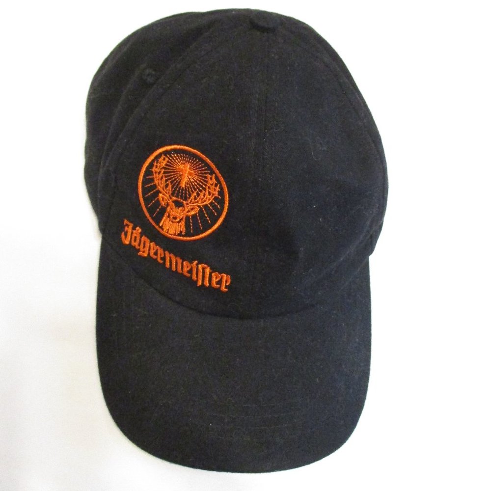 Jagermeister Hat Men Black Orange Embroidered Adjustable Back Drinking Party Hat